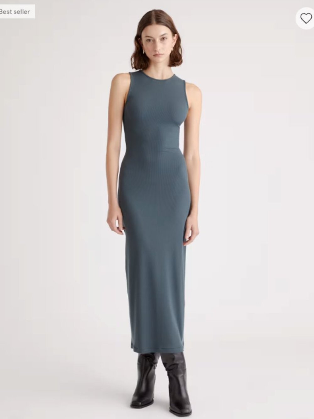 Quince Tencel Rib Knit Tank Midi Dress M